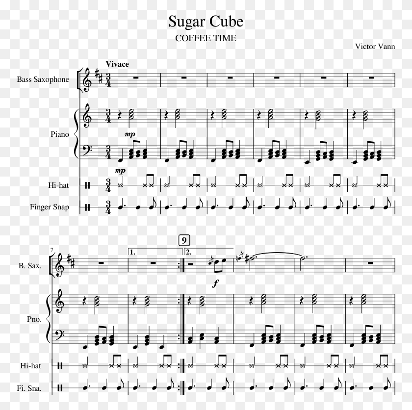 773x776 Sugar Cube Sheet Music For Piano Baritone Saxophone Sheet Music, Gray, World Of Warcraft HD PNG Download