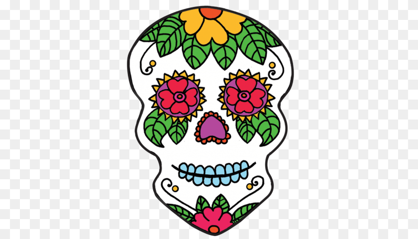 640x480 Sugar Skull Clipart Background, Sticker, Applique, Pattern, Art PNG