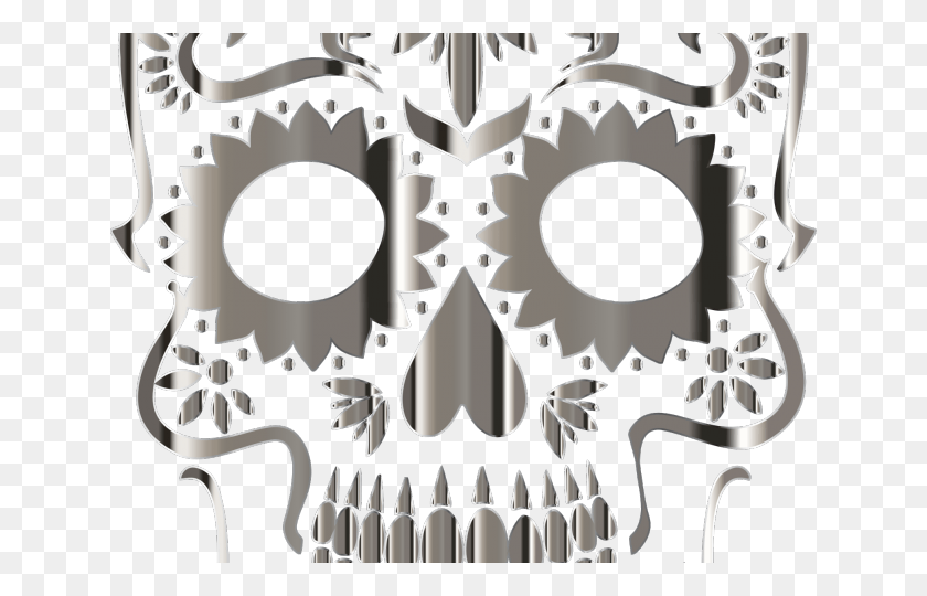 640x480 Sugar Skull Clipart Transparent Background Sugar Skull Black And White, Machine, Gear, Stencil HD PNG Download