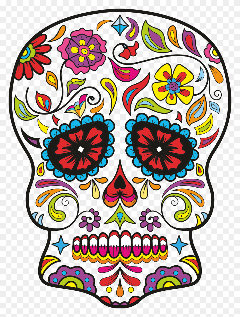 2226x2998 Sugar Skull Design Crne En Sucre Mexicain, Doodle HD PNG Download