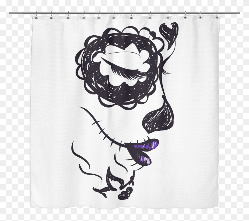 1025x899 Sugar Skull Purple Lipped Lady Shower Curtain, Shower Curtain, Text Descargar Hd Png