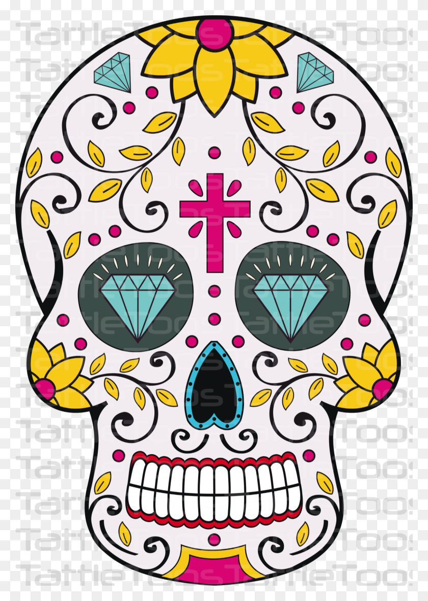 2091x3000 Sugskull Decor Southwestern Skull Sugar And Anniversaire Tete De Mort Mexicaine, Pattern, Doodle HD PNG Download