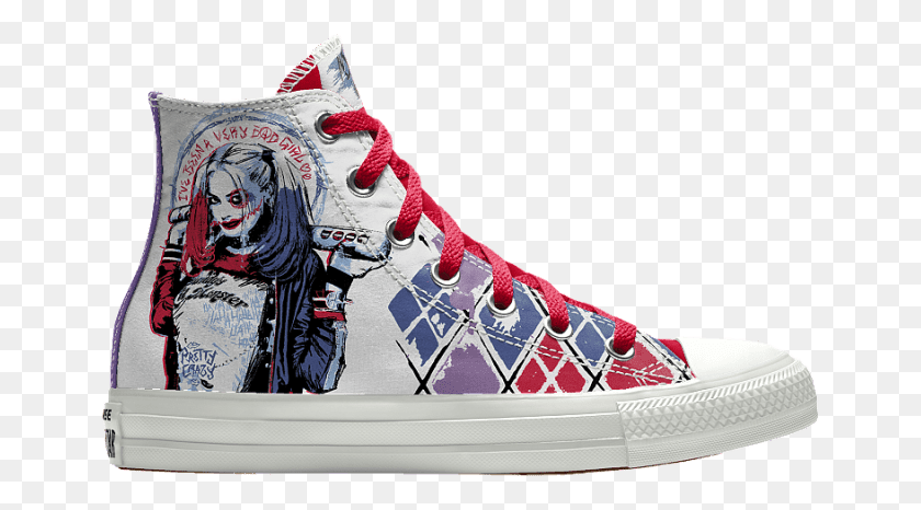 655x406 Suicide Squad Converse Harley Quinn Shoes Converse, Clothing, Apparel, Shoe HD PNG Download