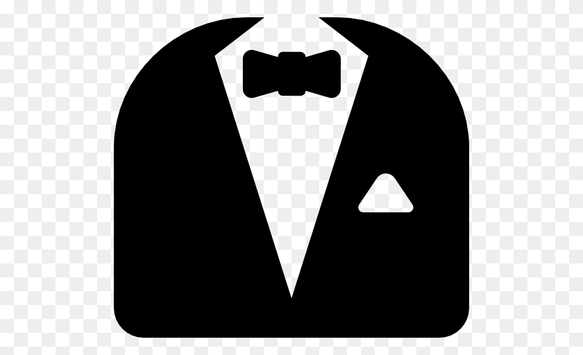 512x512 Suit Tuxedo Bow Tie Fashion Dinner Suit Icon, Gray Clipart PNG
