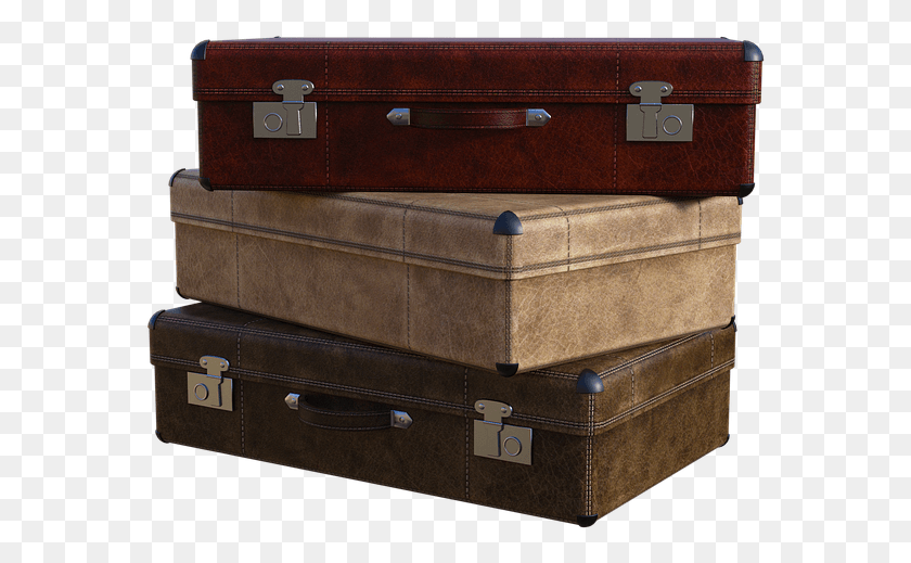 574x459 Suitcases Travel Suitcase Luggage Airport Trip Trunk, Briefcase, Bag, Box HD PNG Download