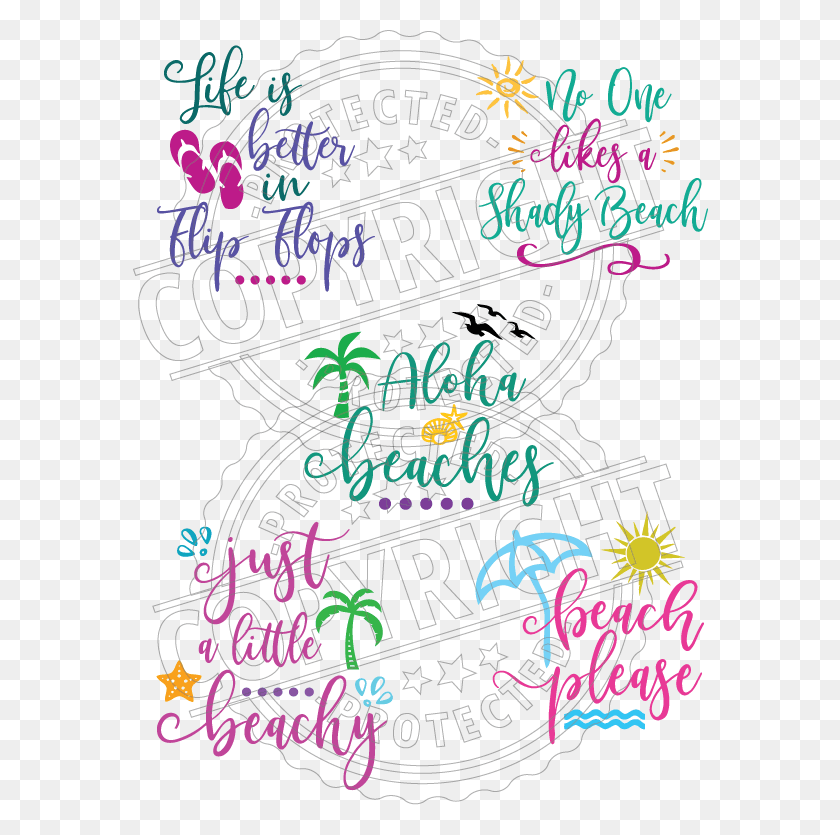 576x775 Summer And Beach Dxf Eps Cutting Drawing, Text, Doodle HD PNG Download