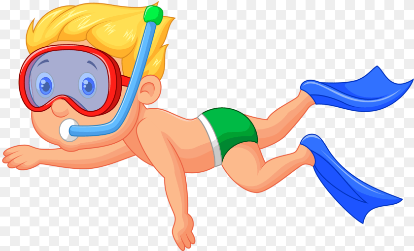Summer Cartoon Boy Cartoon And Diving, Outdoors, Water, Accessories, Goggles Sticker PNG
