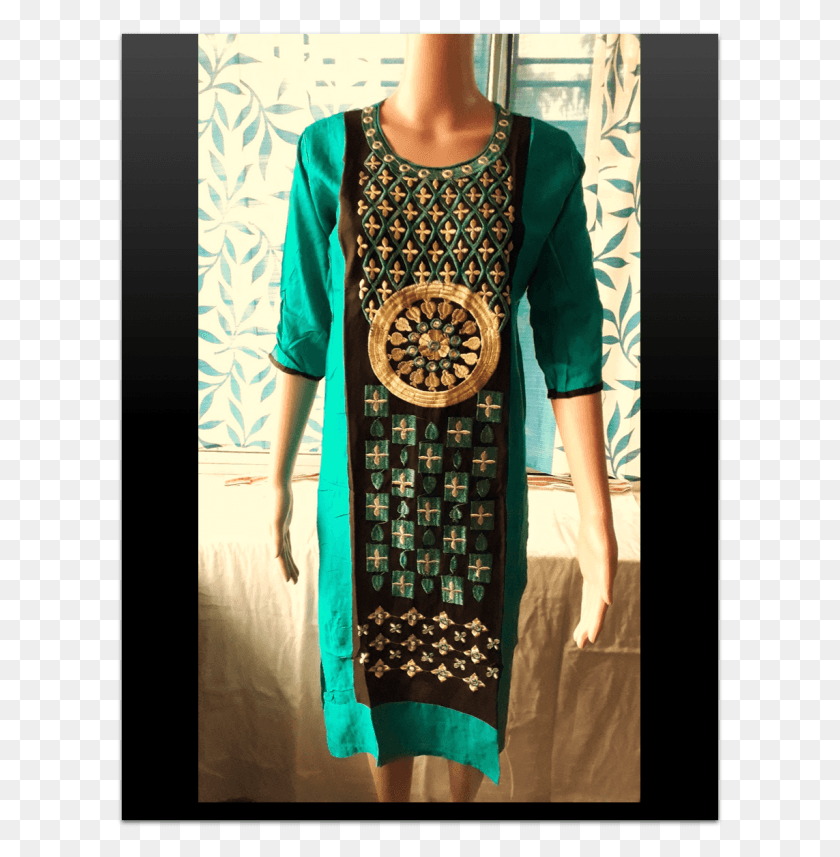 607x797 Summer Cotton Embroidery Long Kurti Motif, Clothing, Apparel, Person HD PNG Download
