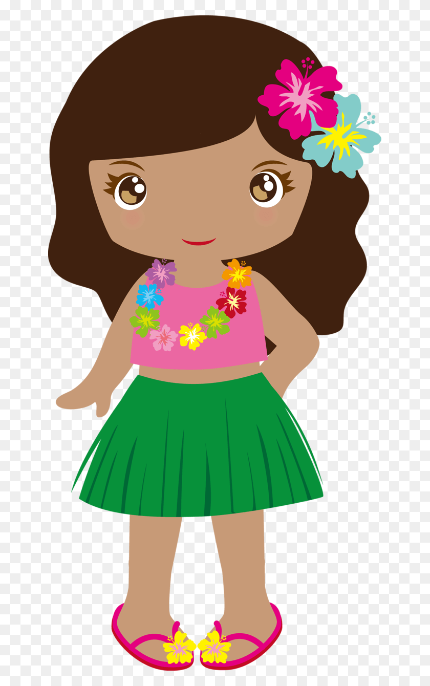651x1280 Summer Hawaiian Luau Party Tropical Party Hawaiian Girl Clipart, Doll, Toy, Skirt HD PNG Download