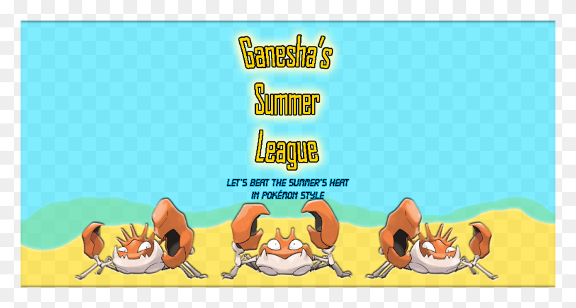 1000x500 Summer League Pokemon Kingler, Text, Crowd, Angry Birds HD PNG Download
