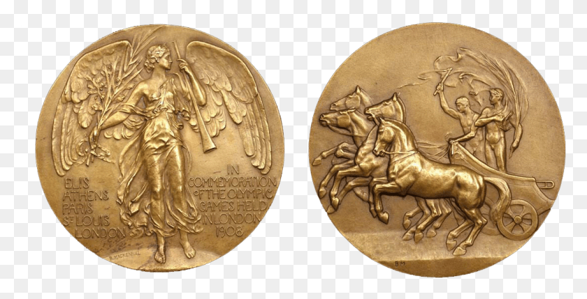 1090x517 Summer Olympics London Participation Medal London 1908 Olympics Medal, Gold, Horse, Mammal HD PNG Download