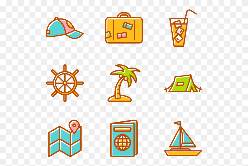 529x505 Summertime Elements Summer Icons Transparent Background, Pac Man, Symbol, Angry Birds HD PNG Download