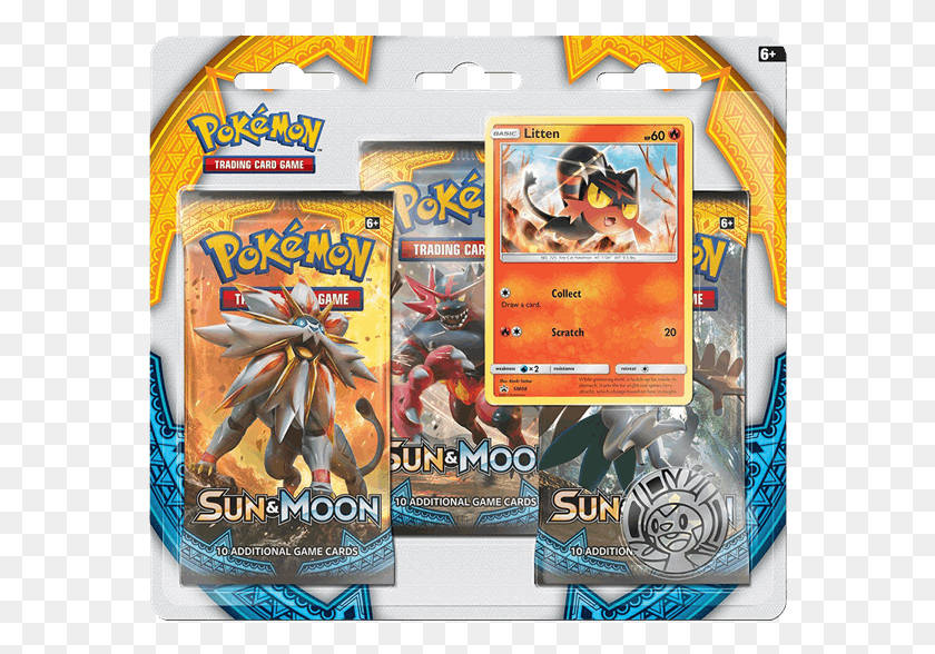 575x528 Descargar Png Sun Amp Moon 3 Pack Blister Pokemon Sol Y Luna Blister Packs, Poster, Publicidad, Dvd Hd Png