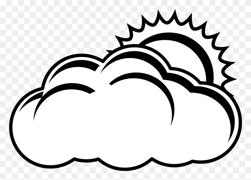 1787x1245 Sun And Cloud Vector Free Library Black And White Black And White Clouds, Stencil, Pumpkin, Vegetable HD PNG Download
