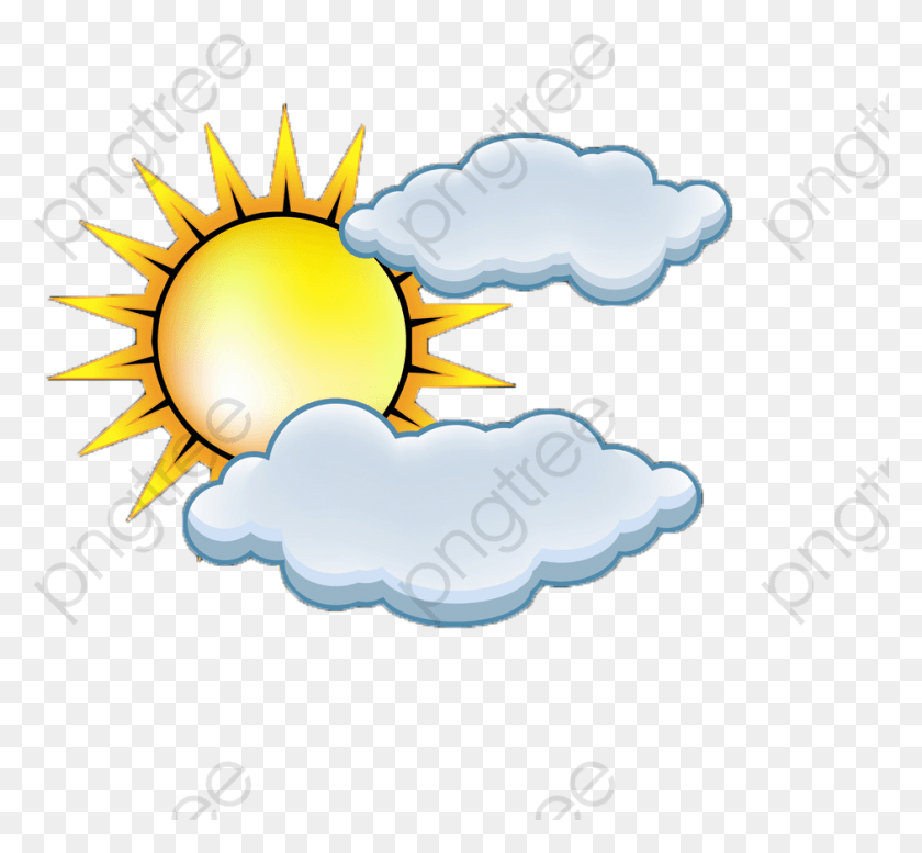 942x866 Sun Clouds Weather Icon Shower Clipart Weather Symbol Sun With Glasses, Nature, Outdoors, Sky HD PNG Download