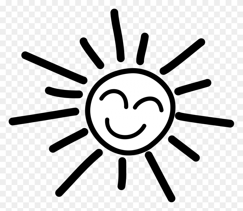 1200x1032 Sun Fans Smiling Sun Black And White, Symbol, Logo, Trademark HD PNG Download