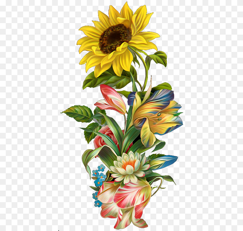 Sun Flower Art, Floral Design, Flower Arrangement, Flower Bouquet, Graphics PNG