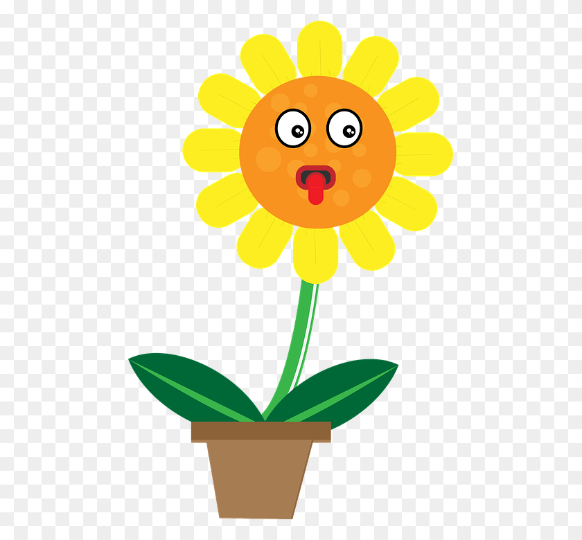 469x720 Sun Flower Character Animation Cute Gambar Bunga Matahari Animasi, Plant, Nature, Blossom HD PNG Download