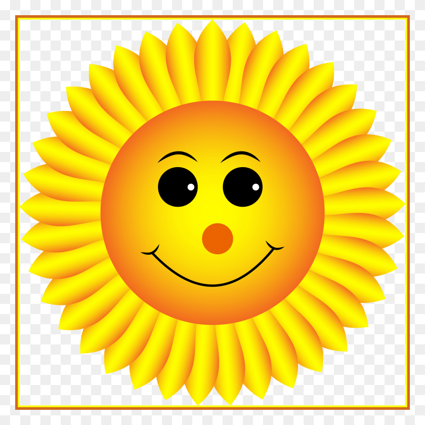 2306x2304 Sun Flower Sunflower Clipart Incredible Sunflower Sunflower With Smiley Face, Nature, Outdoors, Sky HD PNG Download