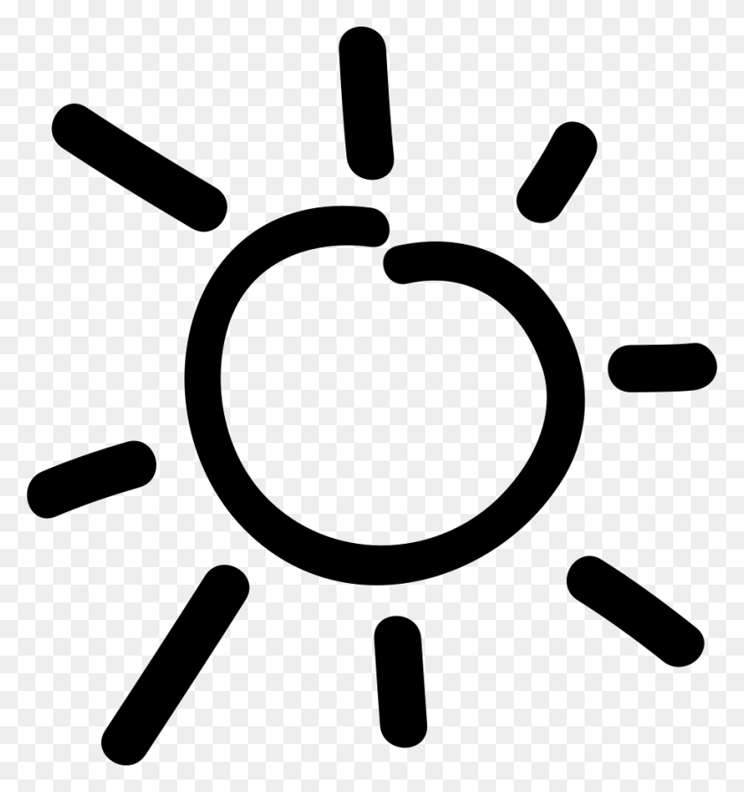 916x980 Sun Hand Drawn Day Symbol Comments Sun Icon Hand Drawn, Stencil, Logo, Trademark HD PNG Download