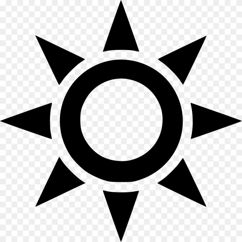 980x980 Sun Outline Comments Black Sun Transparent, Star Symbol, Symbol, Animal, Fish Sticker PNG