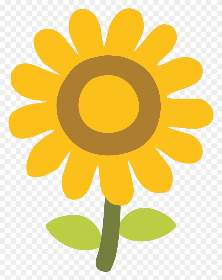 777x997 Sunflower Clipart Emoji Android Free Transparent Transparent Sunflower Cute, Plant, Flower, Blossom HD PNG Download