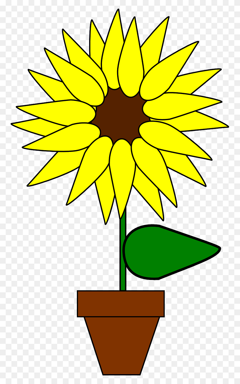 765x1280 Sunflower Clipart Girasol Sunflower In Pot Clipart, Symbol, Plant, Flower HD PNG Download