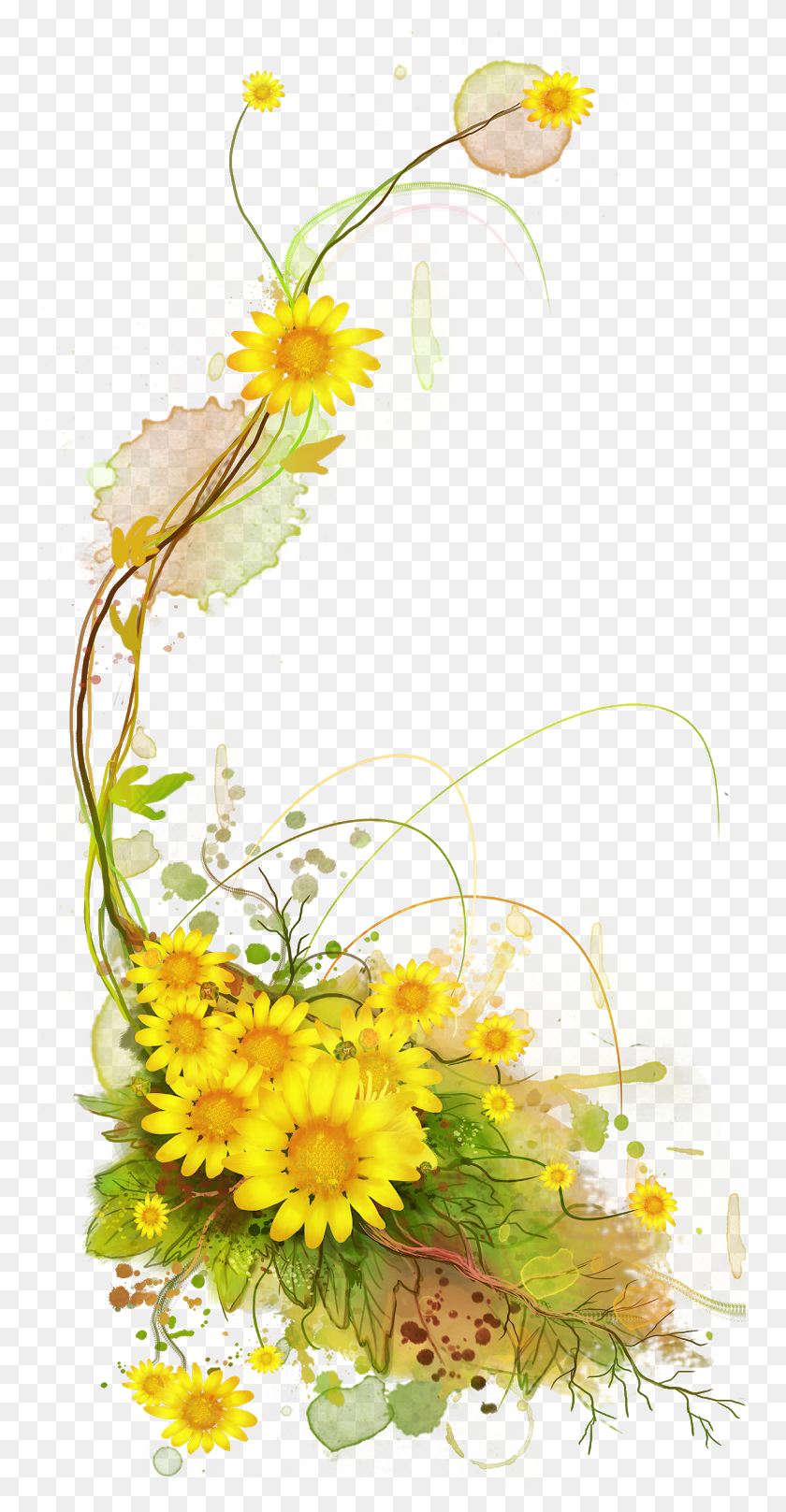 755x1557 Sunflower Frame Clipart Girasoli Acquerello, Graphics, Plant HD PNG Download