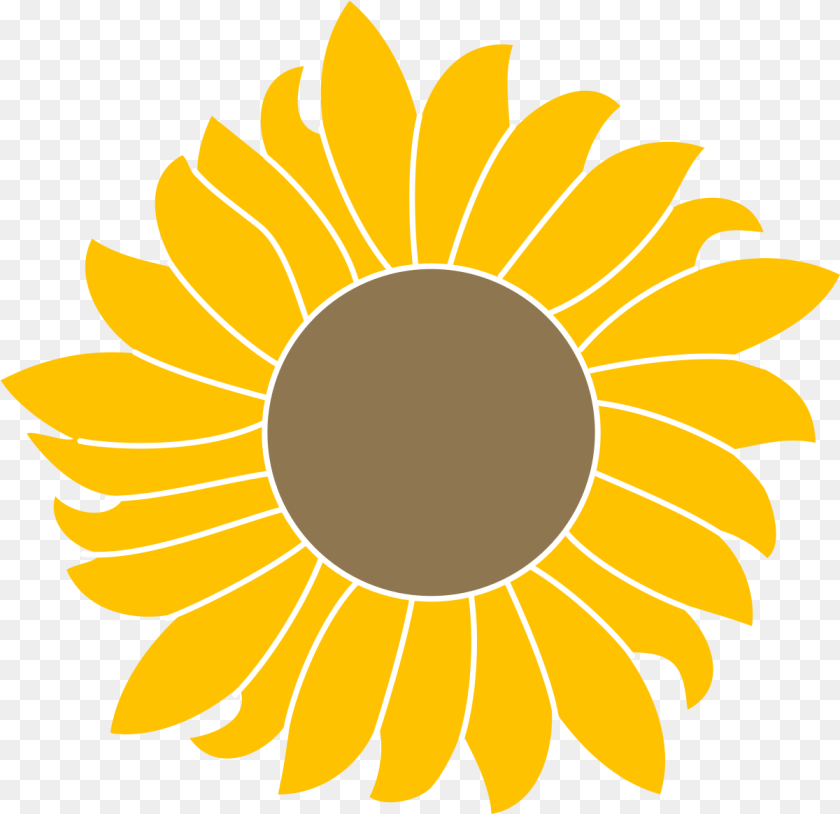 1201x1164 Sunflower From Mediawiki Logo Black And White Sunflower Clipart, Flower, Plant Sticker PNG