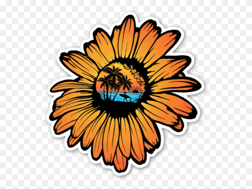 549x569 Descargar Png / Sunflower Surf Surf Sticker, Gráficos, Diseño Floral Hd Png