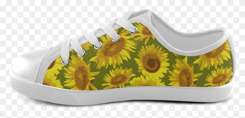 901x399 Sunflowers On Green Background Canvas Kid39s Shoes Clog, Clothing, Apparel, Shoe HD PNG Download