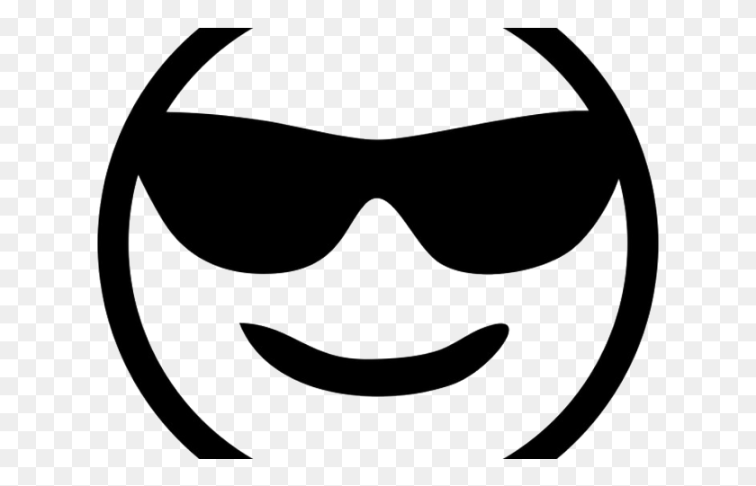 629x481 Sunglasses Emoji Clipart Logo Sunglasses Emoji Black And White, Label, Text, Stencil HD PNG Download