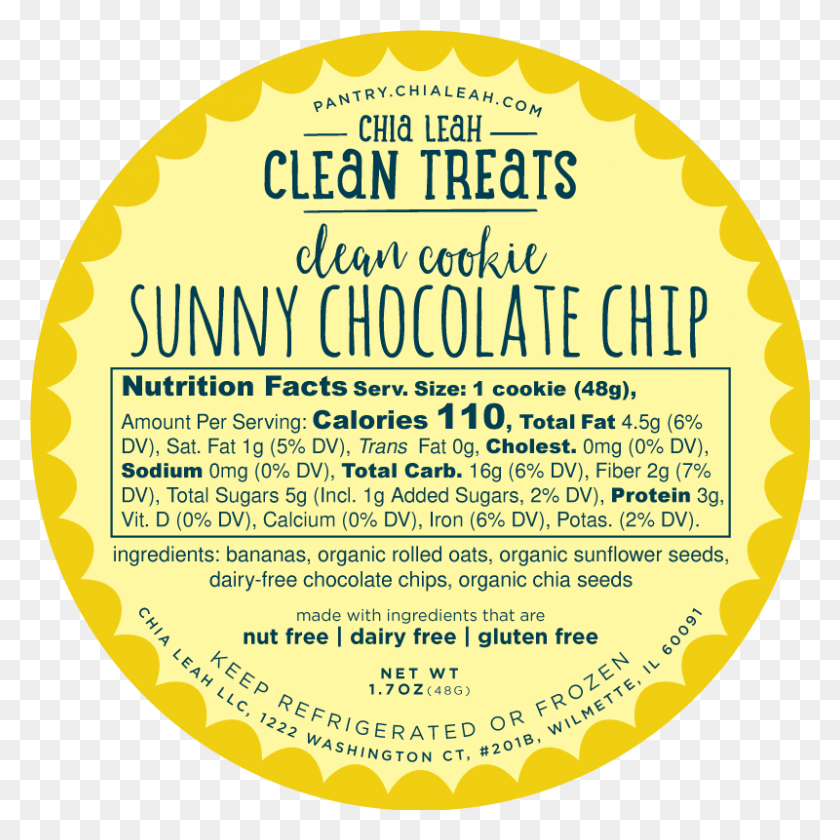 800x800 Sunny Chocolate Chip Cookie Circle, Label, Text, Gold HD PNG Download