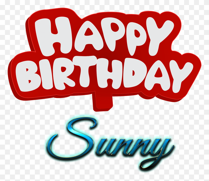 1129x965 Sunny Happy Birthday Name Logo Happy Birthday Kajal Nombre, Texto, Luz, Alfabeto Hd Png