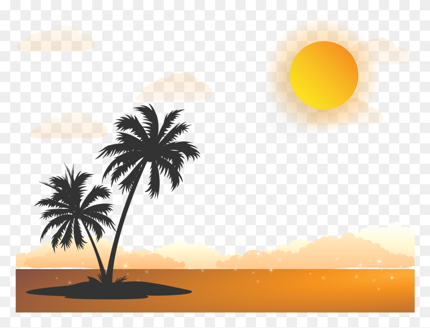 2000x1490 Sunrise Quality Coconut Tree Silhouette, Nature, Outdoors HD PNG Download