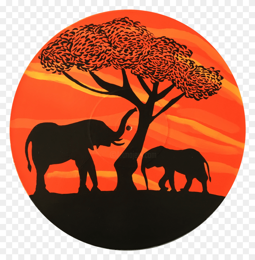 1080x1107 Силуэт Слонов На Закате, Дикая Природа, Животное, Млекопитающее Hd Png Скачать