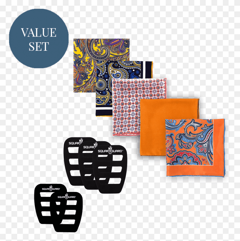 917x923 Sunset Orange Pocket Square Set Motif, Bag, Clothing, Apparel HD PNG Download