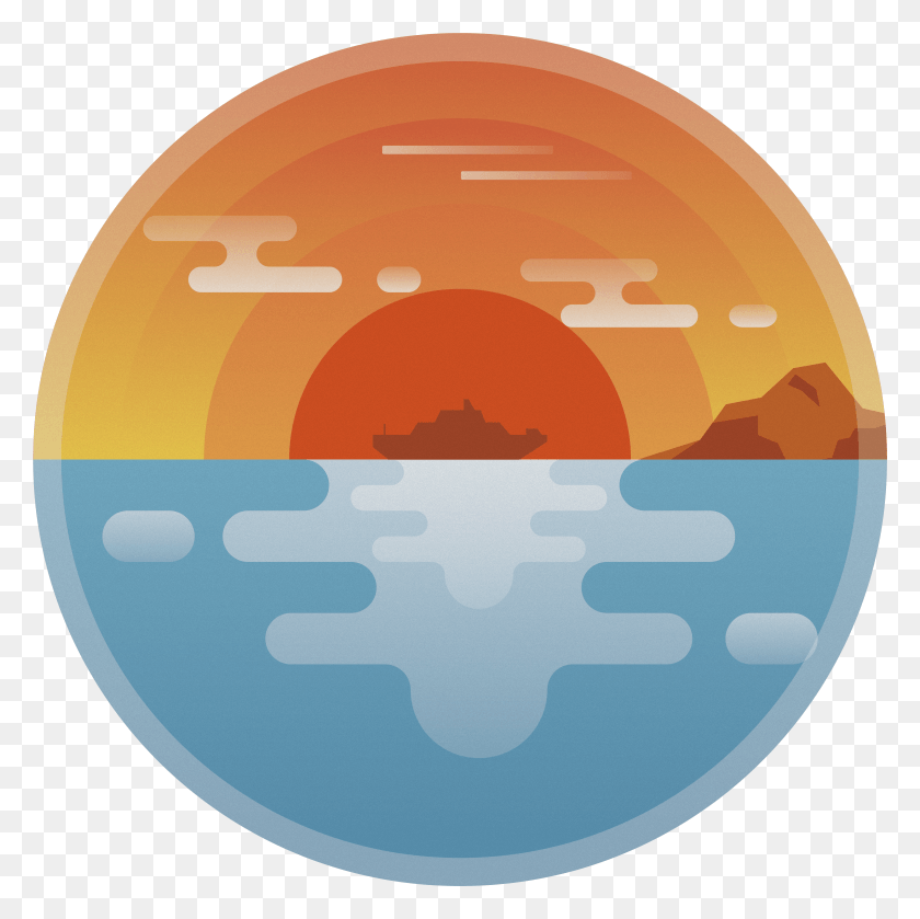5936x5935 Sunset Sea Surface Flat Simple And Vector Image Hd Png Descargar