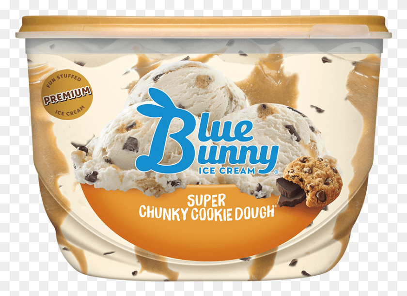 837x592 Super Chunky Cookie Dough Blue Bunny Ice Cream Salted Caramel, Cream, Dessert, Food HD PNG Download
