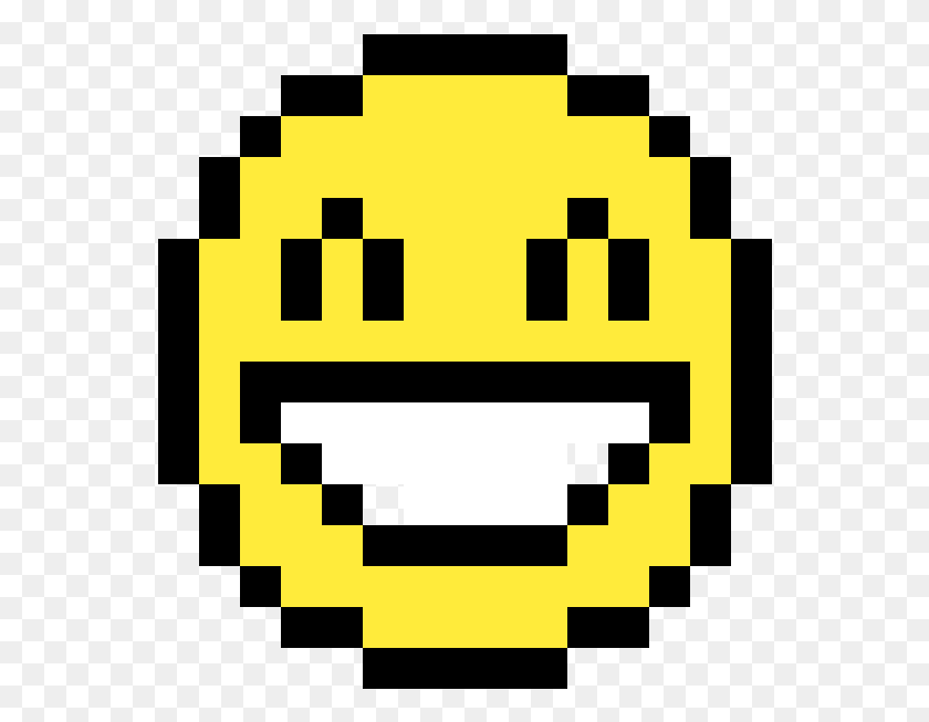 556x593 Super Happy Face Emoji Face Emoji En Pixel, First Aid, Pac Man HD PNG Download
