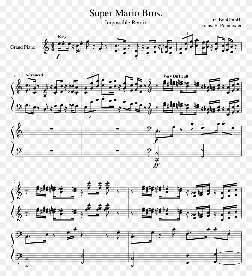773x858 Super Mario Bros If Today Was Your Last Day Piano Sheet Music, Gray, World Of Warcraft HD PNG Download