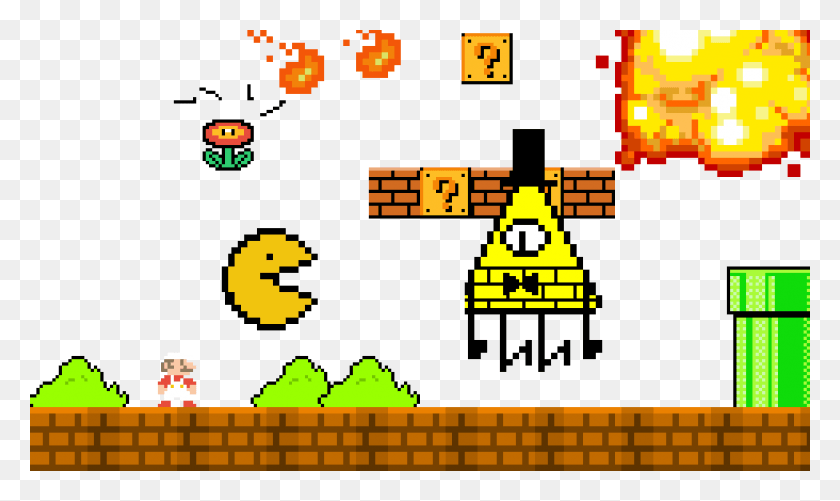 976x552 Super Mario Bros Vs Bill Cipher Paint, Pac Man HD PNG Download