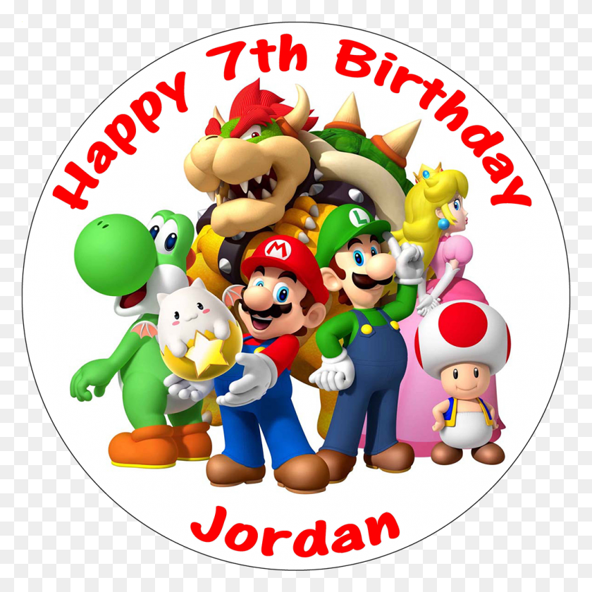 1024x1024 Super Mario Brothers Edible Personalised Round Birthday Super Mario Bros HD PNG Download