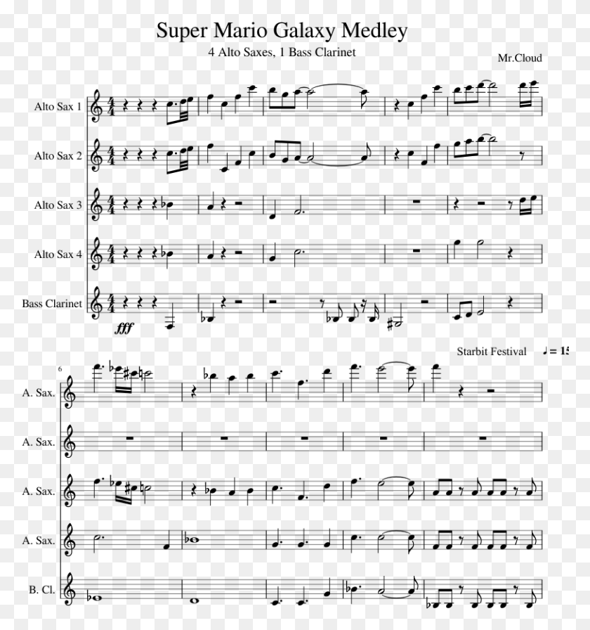 812x871 Super Mario Galaxy Medley Sheet Music Composed By Mr Disney Princess Medley Sheet Music Pdf, Gray, World Of Warcraft HD PNG Download