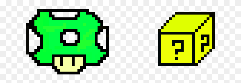 661x231 Super Mario Pixel Art 1up Mushroom And 3 D Mystery Transparent Pixel Mario Block, Pac Man HD PNG Download