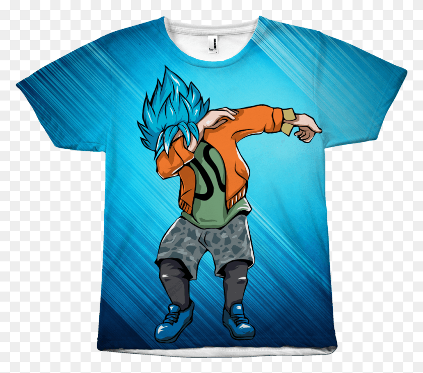 952x833 Super Saiyan Goku God Blue Dab Dance All Over Print Goku Ssj3 God Blue, Clothing, Apparel, T-shirt HD PNG Download