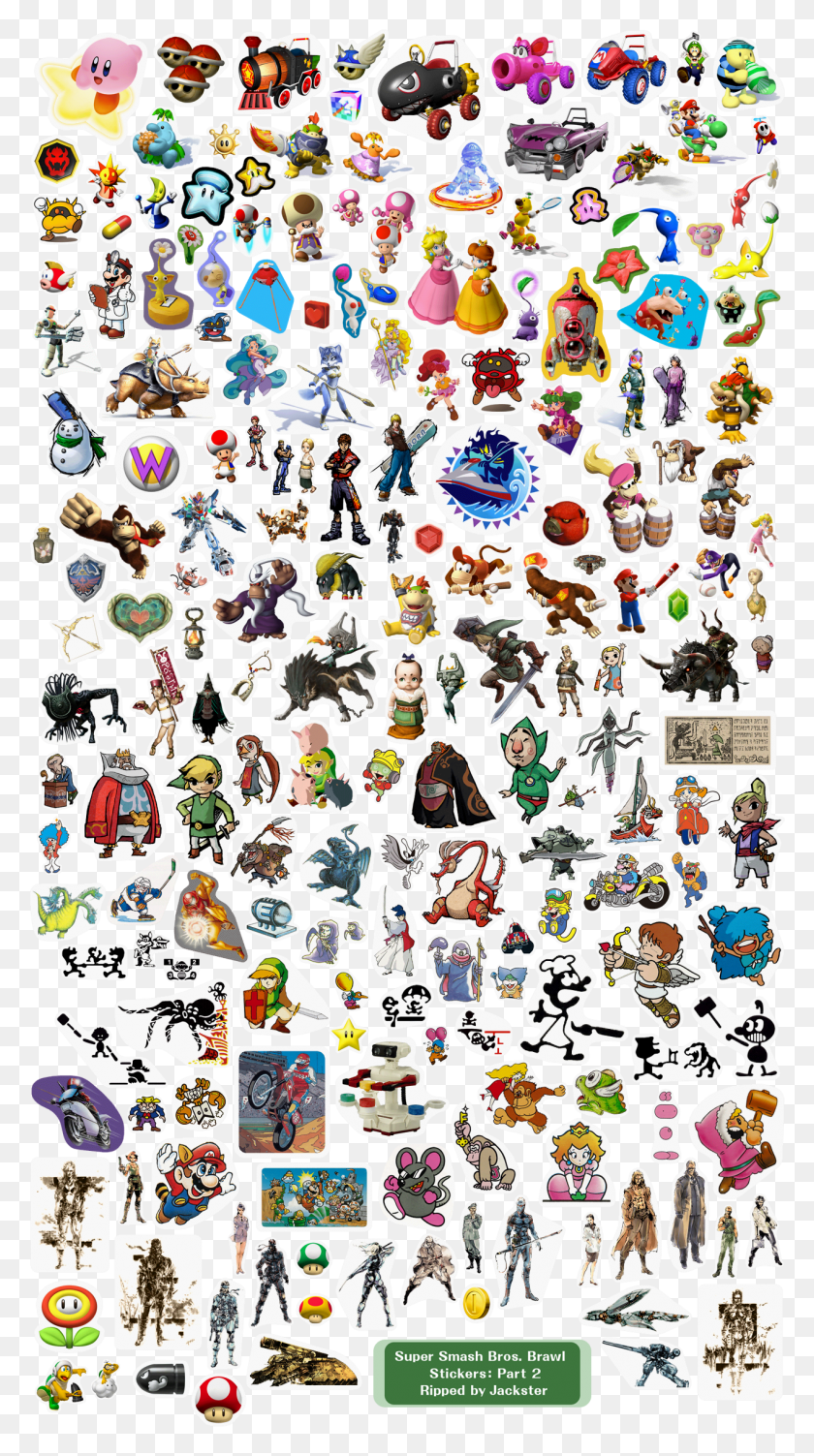 1269x2349 Super Smash Bros Brawl Menus Stickers, Label, Text, Sticker HD PNG Download