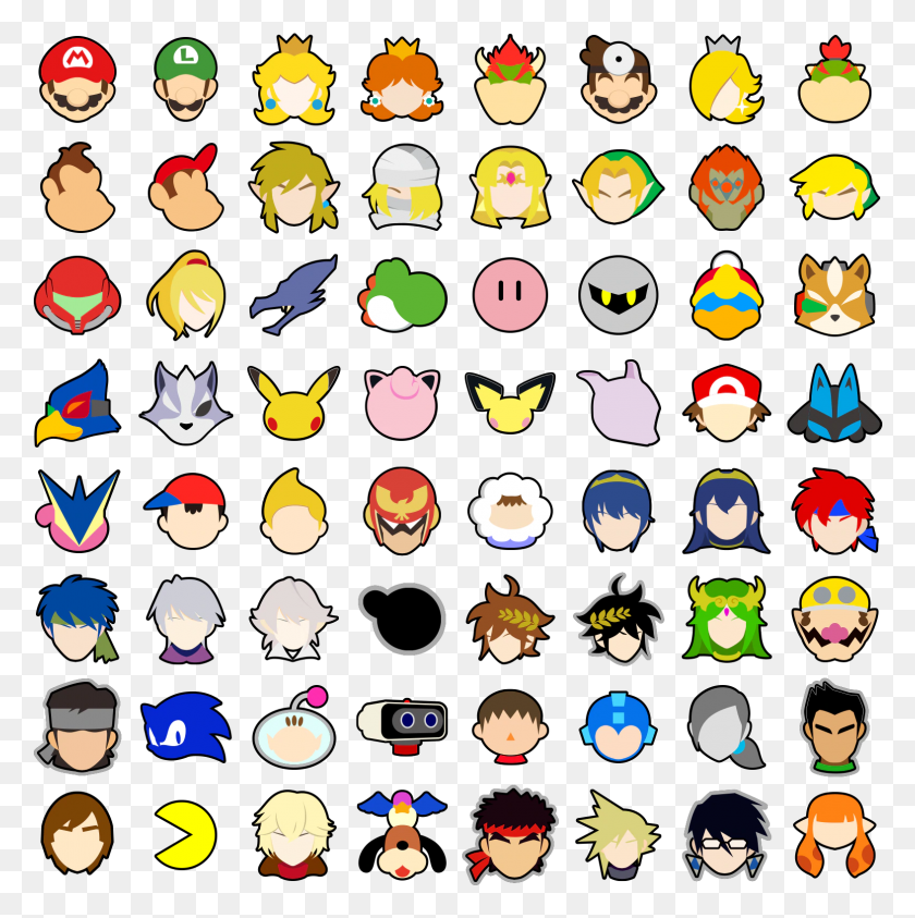 1571x1579 Super Smash Bros Ultimate Stickers Smash Bros Ultimate Character Icons, Rug, Symbol, Confetti HD PNG Download