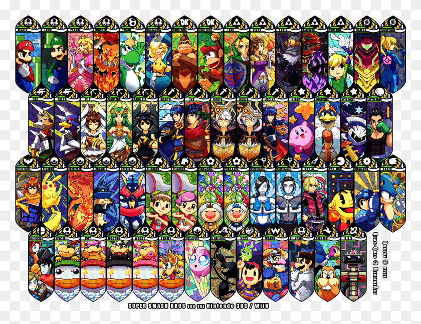 1801x1354 Super Smash Bros Wii U Smash Bros Stained Glass Art, Collage, Poster, Advertisement HD PNG Download