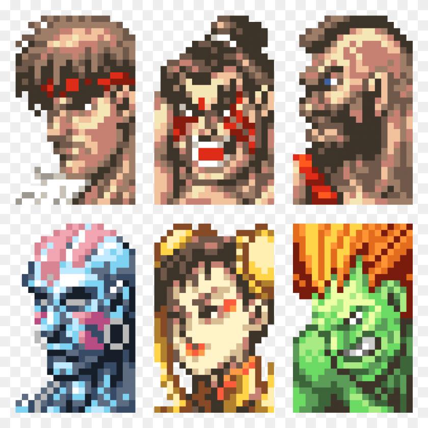 1261x1261 Super Street Fighter Street Fighter 2 Pixel Art, Collage, Poster, Advertisement HD PNG Download